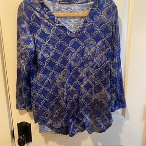 David Cline Navy Geometric Long Sleeve Top size small